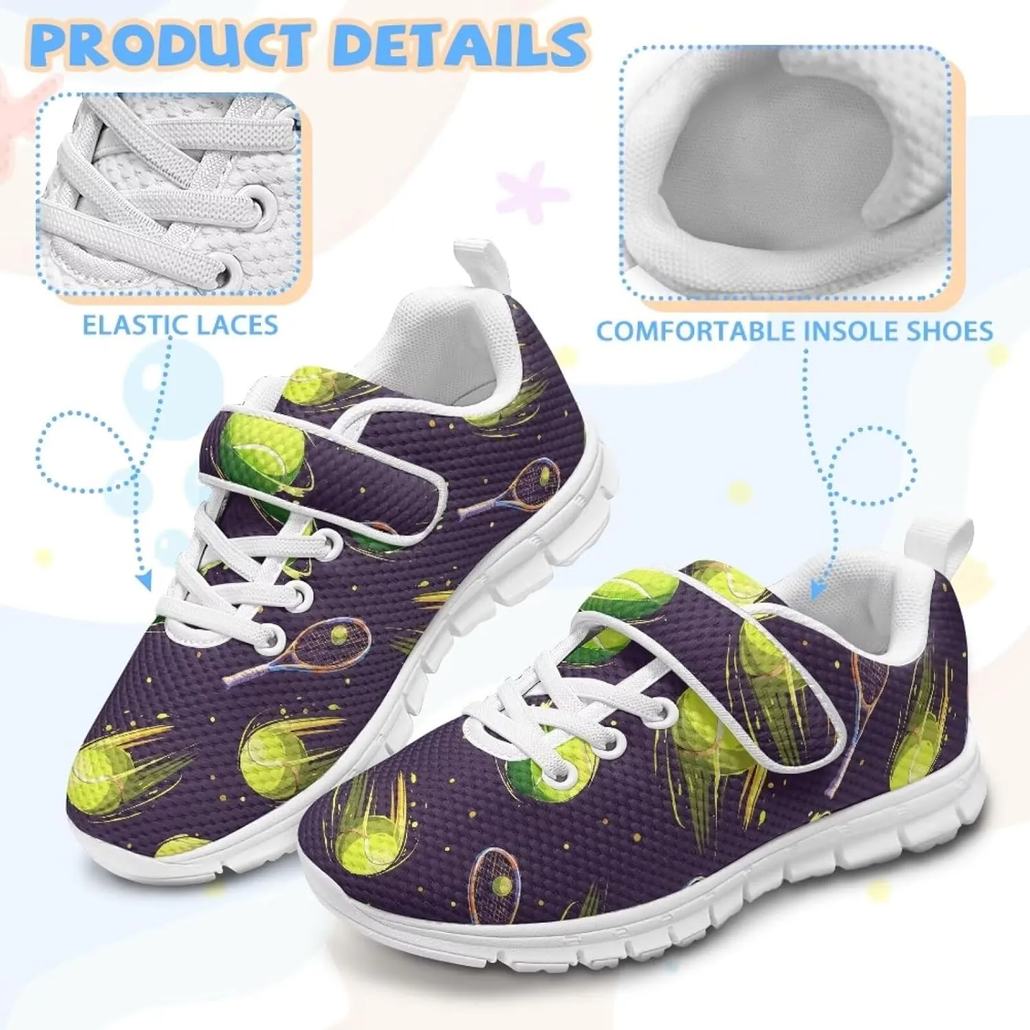 Kids Shoes Comfortable Athletic Running Breathable Hook and Loops Shoes for Litter Kids Non-Slip School Sport Sneaker for Boys Girls US 11-15