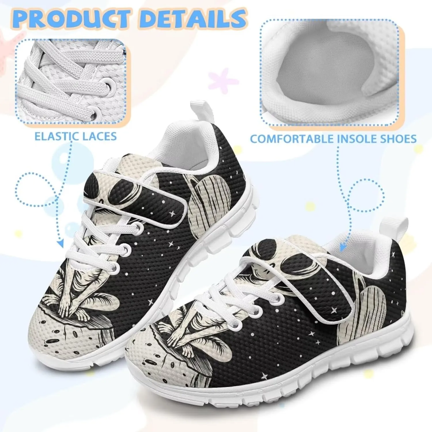 Kids Shoes Comfortable Breathable Hook and Loops Athletic Running Shoes for Litter Kids Non-Slip Lightweight School Sport Sneaker for Boys Girls US 11-15