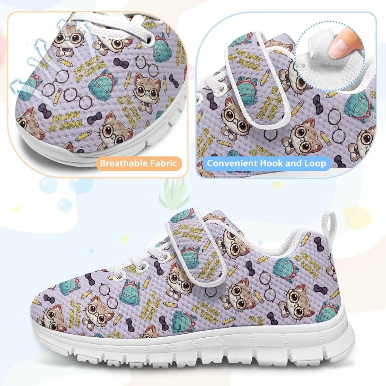 Kids Shoes Comfortable Breathable Hook and Loops Athletic Running Shoes for Litter Kids Non-Slip Lightweight School Sport Sneaker for Boys Girls US 11-15