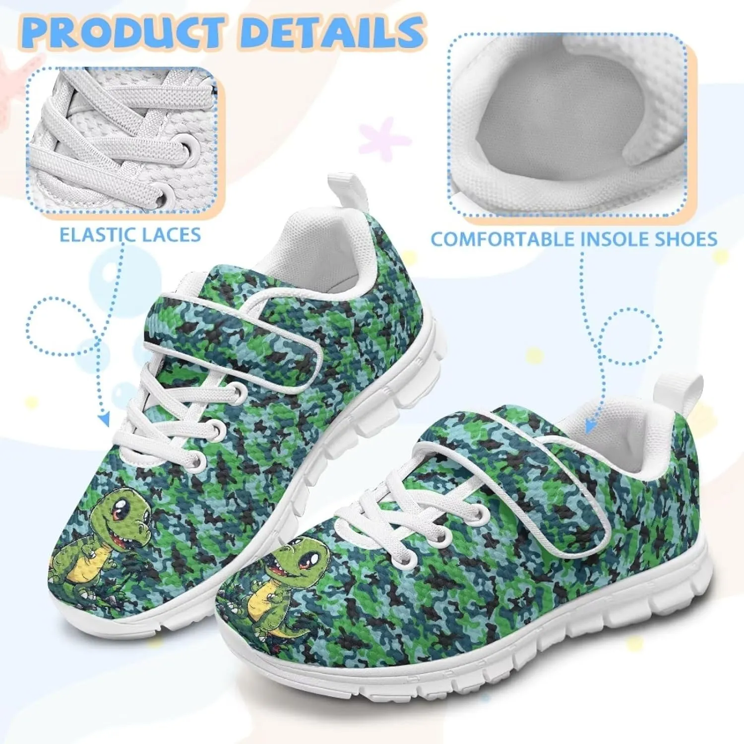 Kids Shoes Comfortable Breathable Hook and Loops Athletic Running Shoes for Litter Kids Non-Slip Lightweight School Sport Sneaker for Boys Girls US 11-15