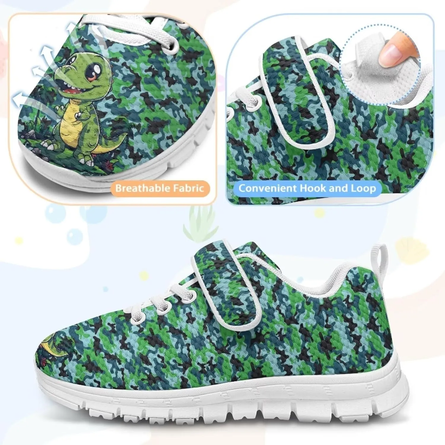 Kids Shoes Comfortable Breathable Hook and Loops Athletic Running Shoes for Litter Kids Non-Slip Lightweight School Sport Sneaker for Boys Girls US 11-15