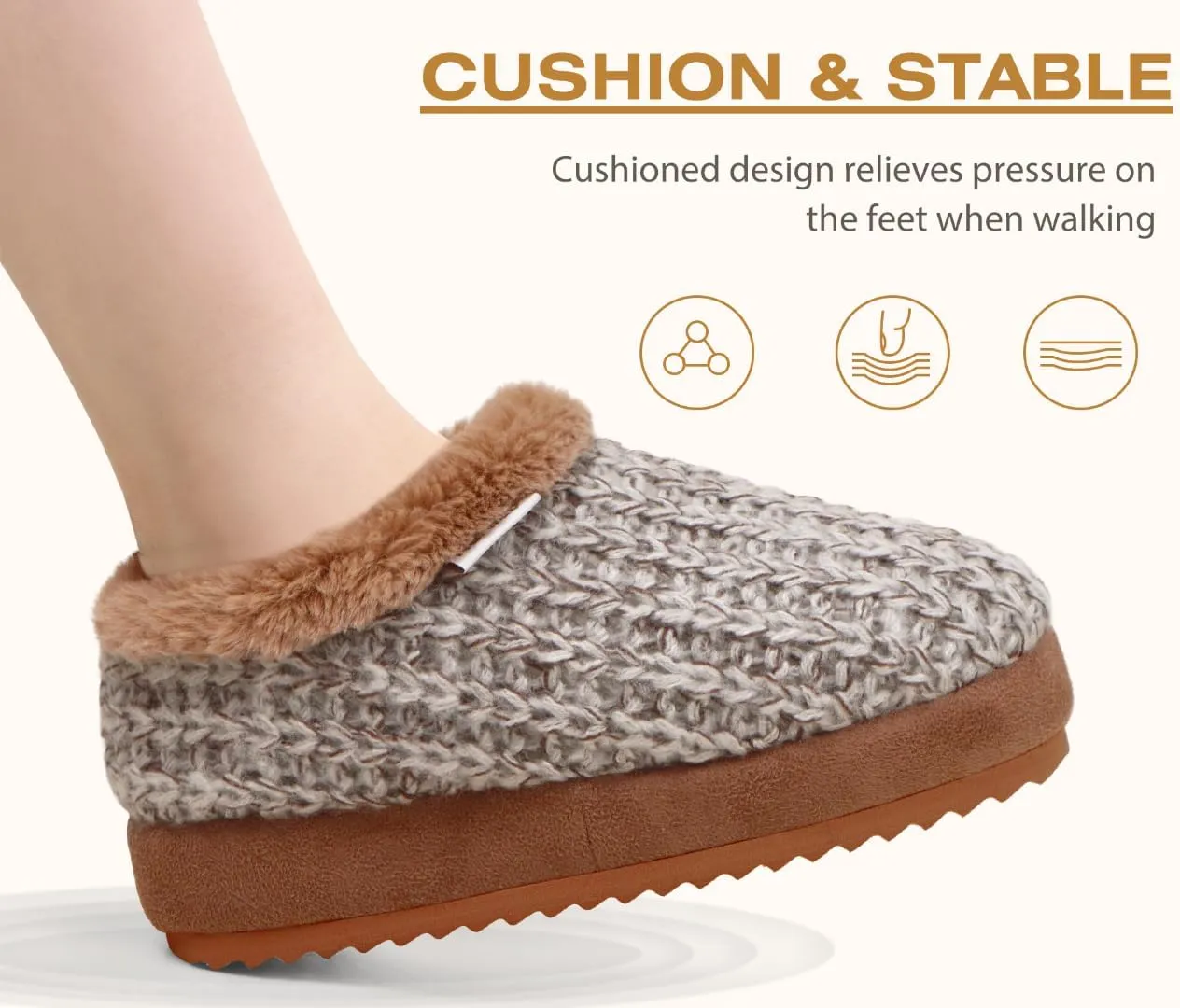 KuaiLu Womens House Platform Slippers Cozy Fuzzy Plush Knit Slipper Ladies Warm Fur Lined Winter Slip On Home Bedroom Thick Cushion Shoes Indoor Outdoor Hard Sole