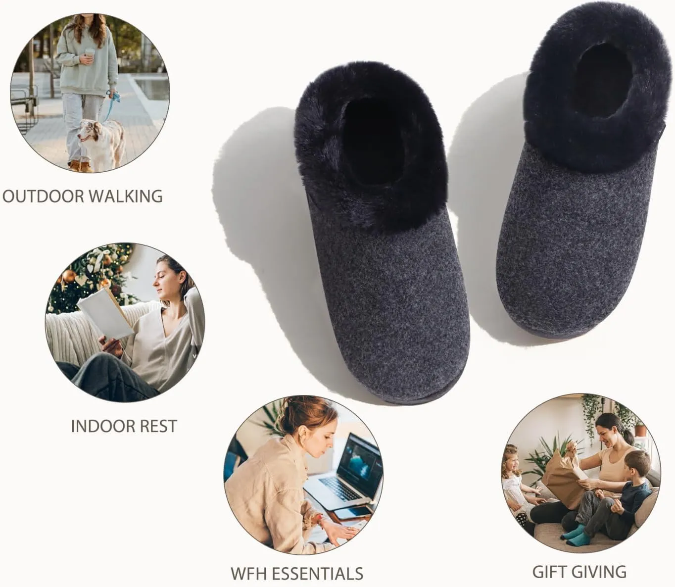 KuaiLu Womens House Platform Slippers Cozy Fuzzy Plush Knit Slipper Ladies Warm Fur Lined Winter Slip On Home Bedroom Thick Cushion Shoes Indoor Outdoor Hard Sole