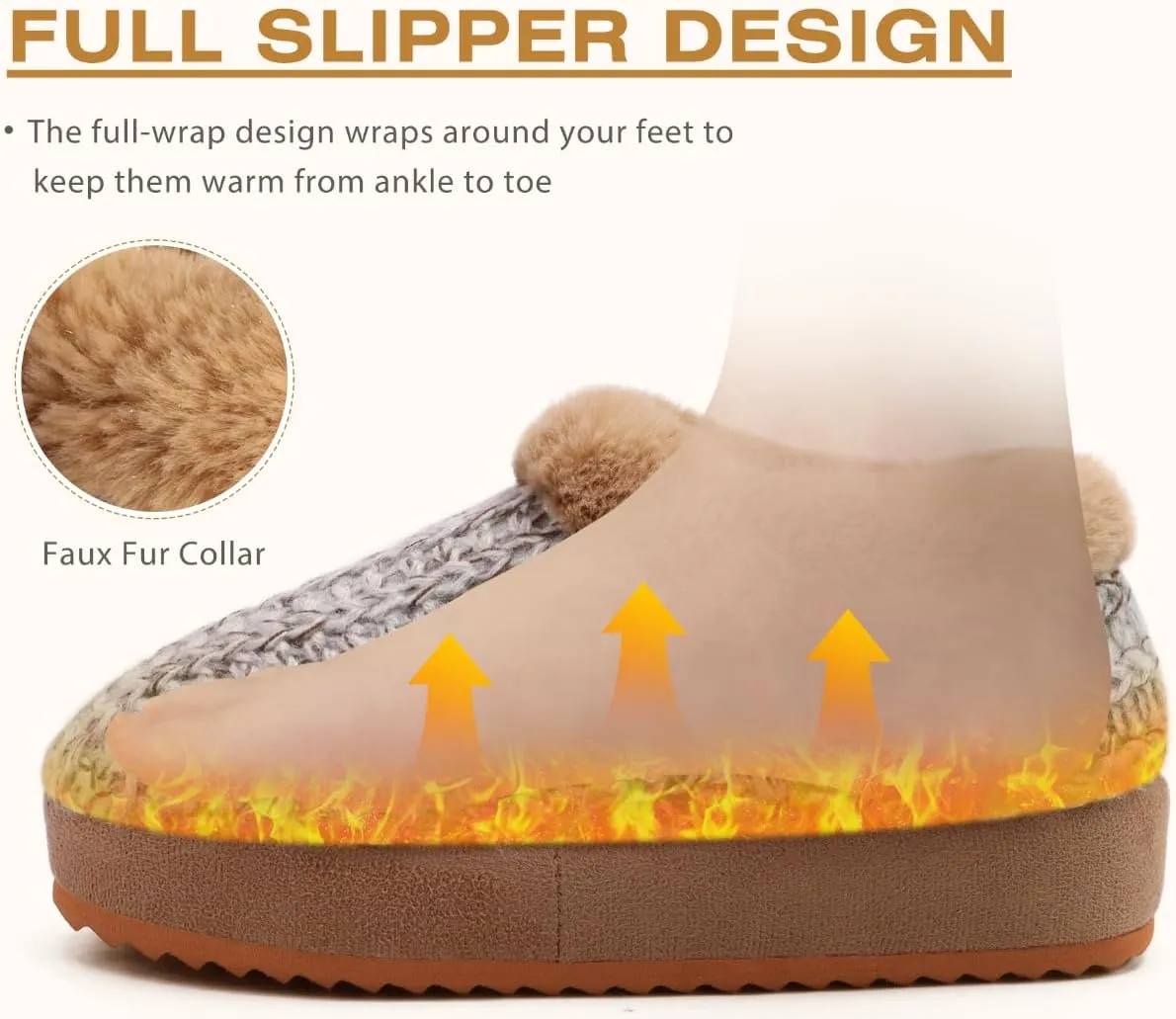 KuaiLu Womens House Platform Slippers Cozy Fuzzy Plush Knit Slipper Ladies Warm Fur Lined Winter Slip On Home Bedroom Thick Cushion Shoes Indoor Outdoor Hard Sole