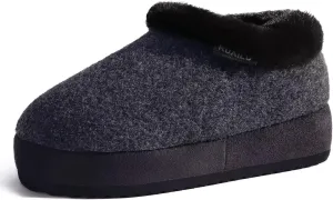 KuaiLu Womens House Platform Slippers Cozy Fuzzy Plush Knit Slipper Ladies Warm Fur Lined Winter Slip On Home Bedroom Thick Cushion Shoes Indoor Outdoor Hard Sole