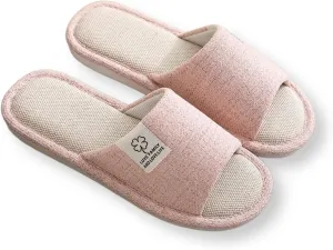 Linen Slippers, Striped Sandals for Women Men, Slide Sandal Slippers (Pink,8.5)