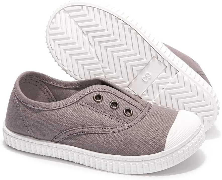 Luffymomo Boy's Girl's Canvas Sneakers Elastic Tongue Slip on Running Shoes Lightweight Casual School Tennis Shoes for Toddle/Little Kids