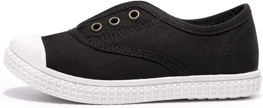 Luffymomo Boy's Girl's Canvas Sneakers Elastic Tongue Slip on Running Shoes Lightweight Casual School Tennis Shoes for Toddle/Little Kids