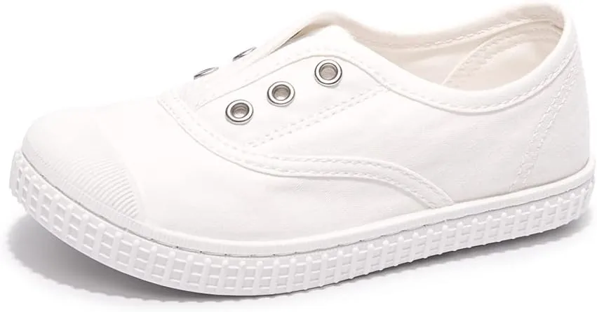 Luffymomo Boy's Girl's Canvas Sneakers Elastic Tongue Slip on Running Shoes Lightweight Casual School Tennis Shoes for Toddle/Little Kids