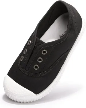 Luffymomo Boy's Girl's Canvas Sneakers Elastic Tongue Slip on Running Shoes Lightweight Casual School Tennis Shoes for Toddle/Little Kids