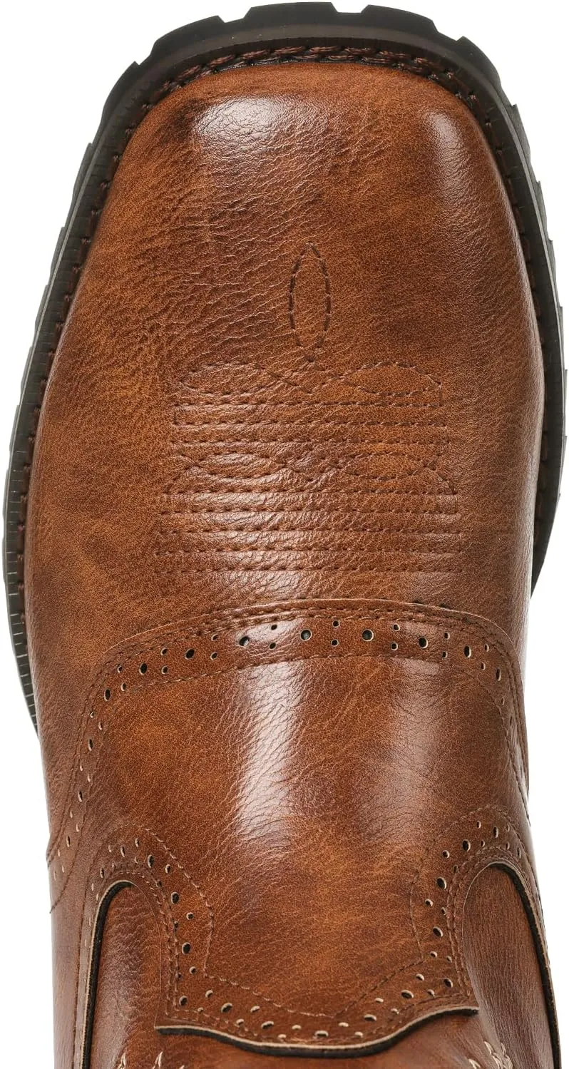 Lyrisiphy Cowboy Boots for Men Square Toe Embroideried Western Boots Traditional Country Boots Durable Work Boots