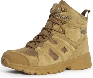 Men Desert Tactical Military Boots, Durable Suede Leather and Rubber Sole Military Work Boots, Outdoor Lace-up Lightweight Waterproof Breathable Work Boots