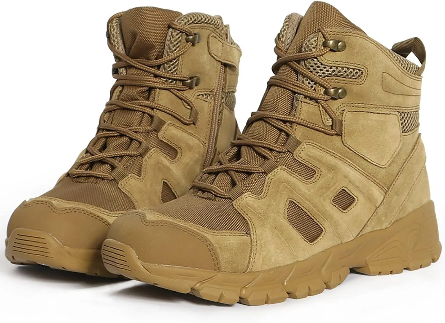 Men Desert Tactical Military Boots, Durable Suede Leather and Rubber Sole Military Work Boots, Outdoor Lace-up Lightweight Waterproof Breathable Work Boots