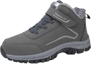 Men Work Boots Soft Toe Hiking Sneakers Warm Fur Lined Womens Safety Toe Shoes Slip On Waterproof Outdoor Shoes Lightweight Hike Grounded Footwear