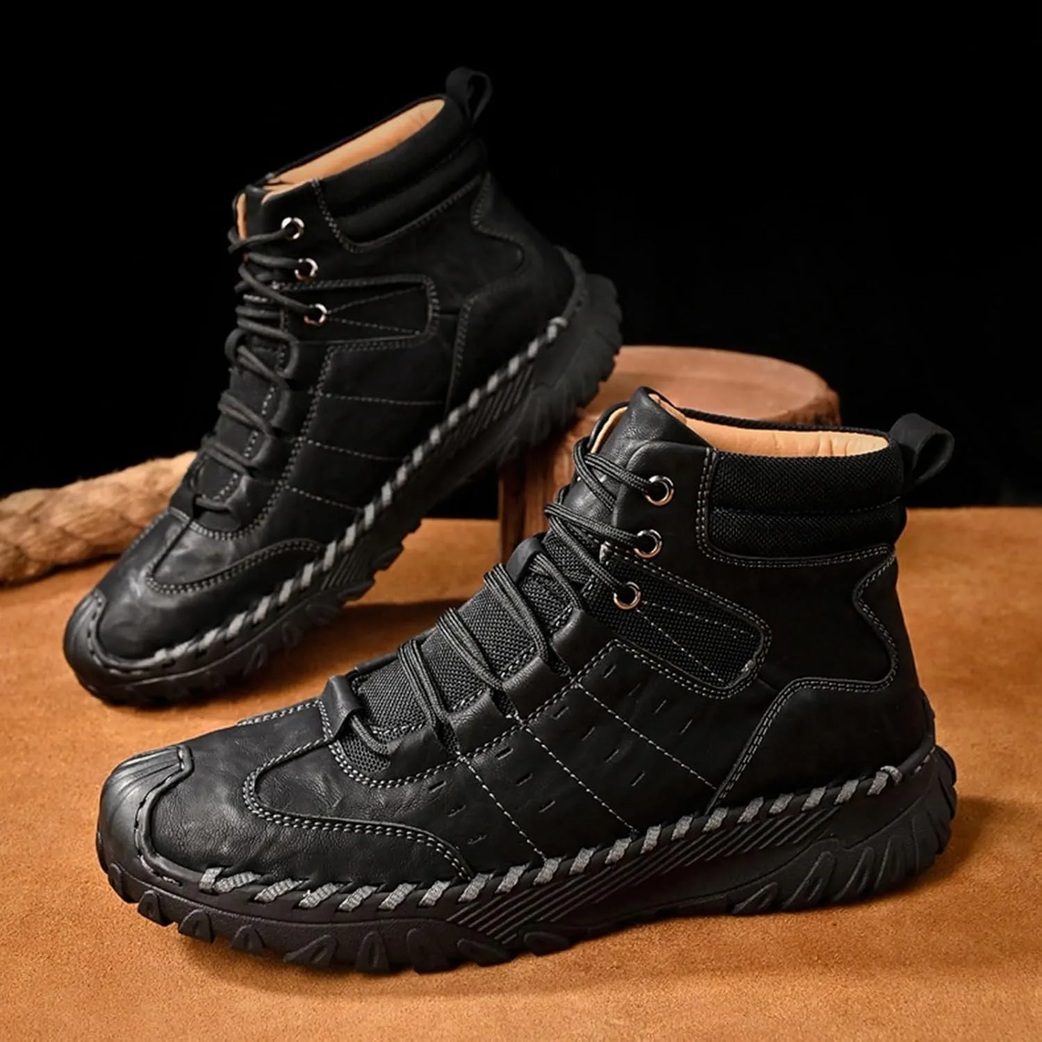 Men Work Boots Steel Toe Hiking Sneakers Warm Fur Lined Womens Safety Toe Shoes Soft Toe Work Botas Soft Toe Non Slip Rubber Sole Hike Grounded Footwear