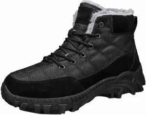 Men Work Boots Steel Toe Hiking Sneakers Warm Fur Lined Womens Safety Toe Shoes Soft Toe Work Botas Soft Toe Non Slip Rubber Sole Hike Grounded Footwear