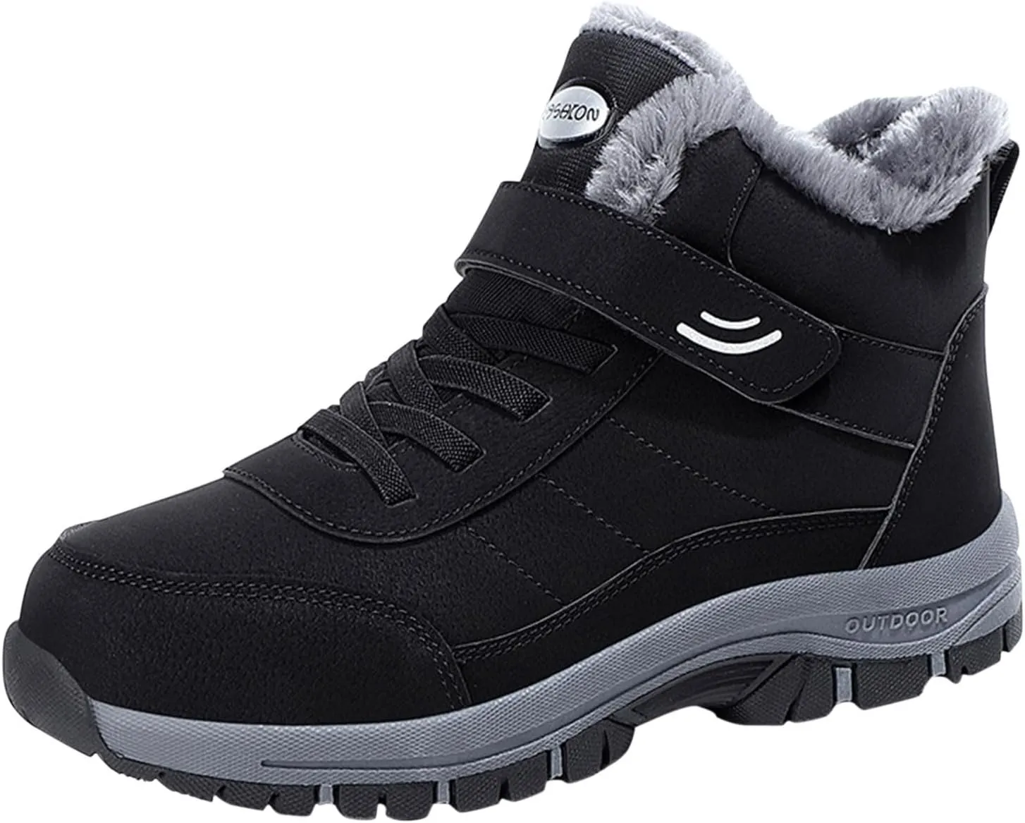 Men Work Boots Waterproof Hiking Sneakers Shoes Warm Fur Lined Workout Shoes for Women Non Slip Wide Outdoor Shoes Slip on Loafers Hike Grounded Footwear