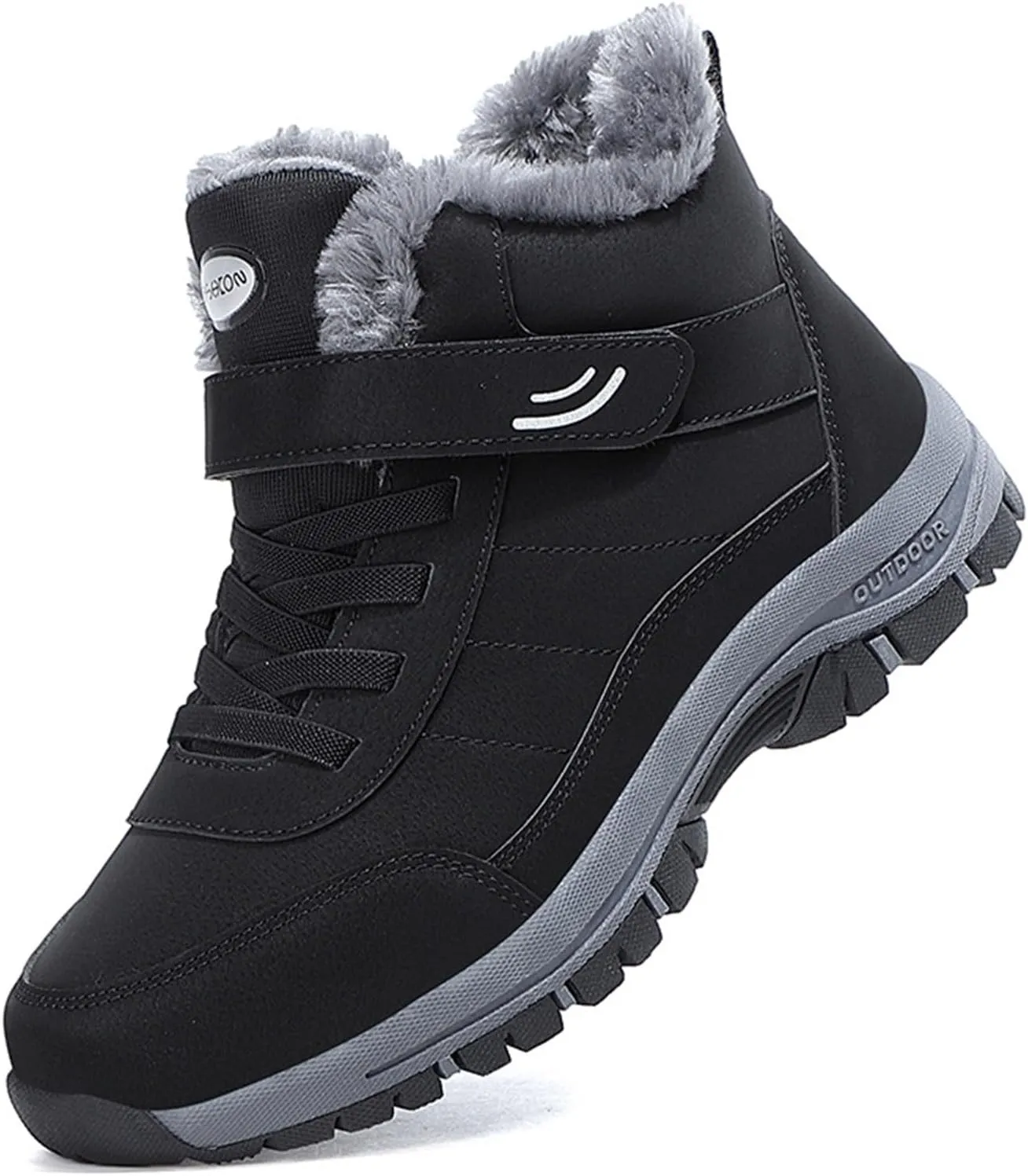 Men Work Boots Waterproof Hiking Sneakers Shoes Warm Fur Lined Workout Shoes for Women Non Slip Wide Outdoor Shoes Slip on Loafers Hike Grounded Footwear