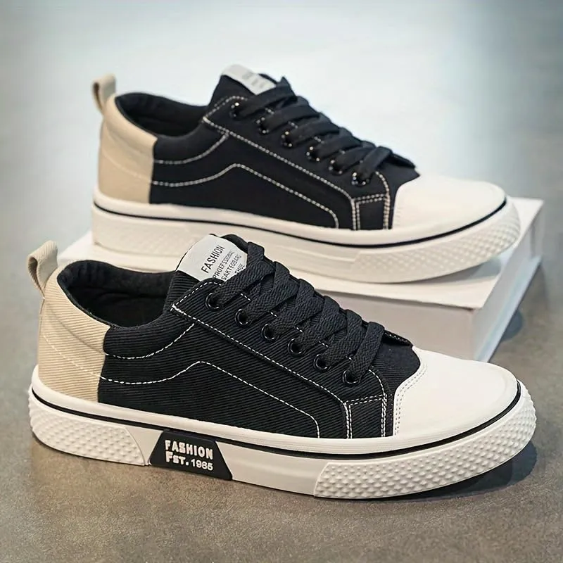 Men's Breathable Canvas Skate Shoes Casual, Sporty with Soft Rubber Sole & Lace-Up Low Top - Perfect for Work & Play