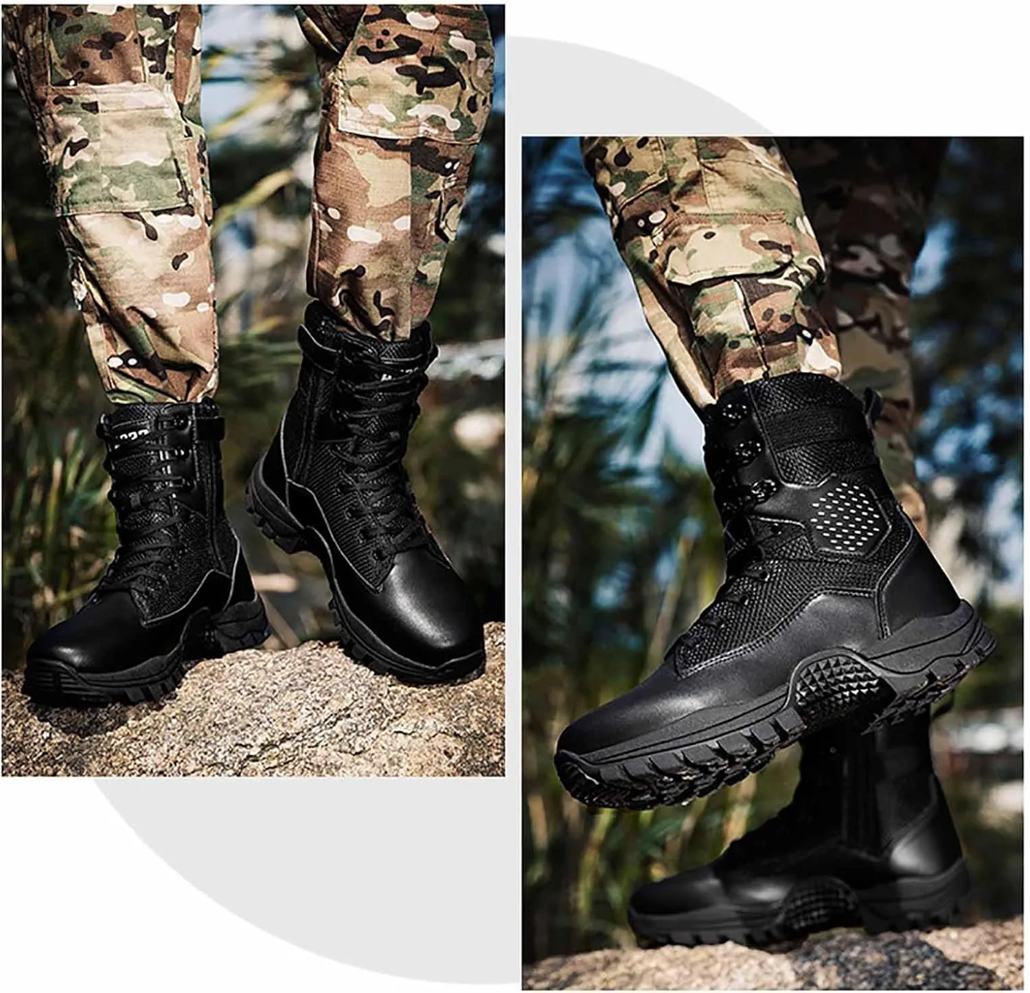 Men's Combat Boots, Side Zipper Desert Jungle Boots, Tactical Hiking Boots for Men, Waterproof Work Boots, Work Boots for Men, Army Work Boots, Outdoor Motorcycle Boots