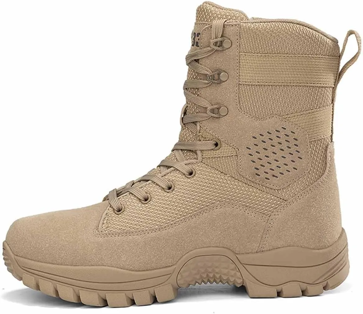 Men's Combat Boots, Side Zipper Desert Jungle Boots, Tactical Hiking Boots for Men, Waterproof Work Boots, Work Boots for Men, Army Work Boots, Outdoor Motorcycle Boots