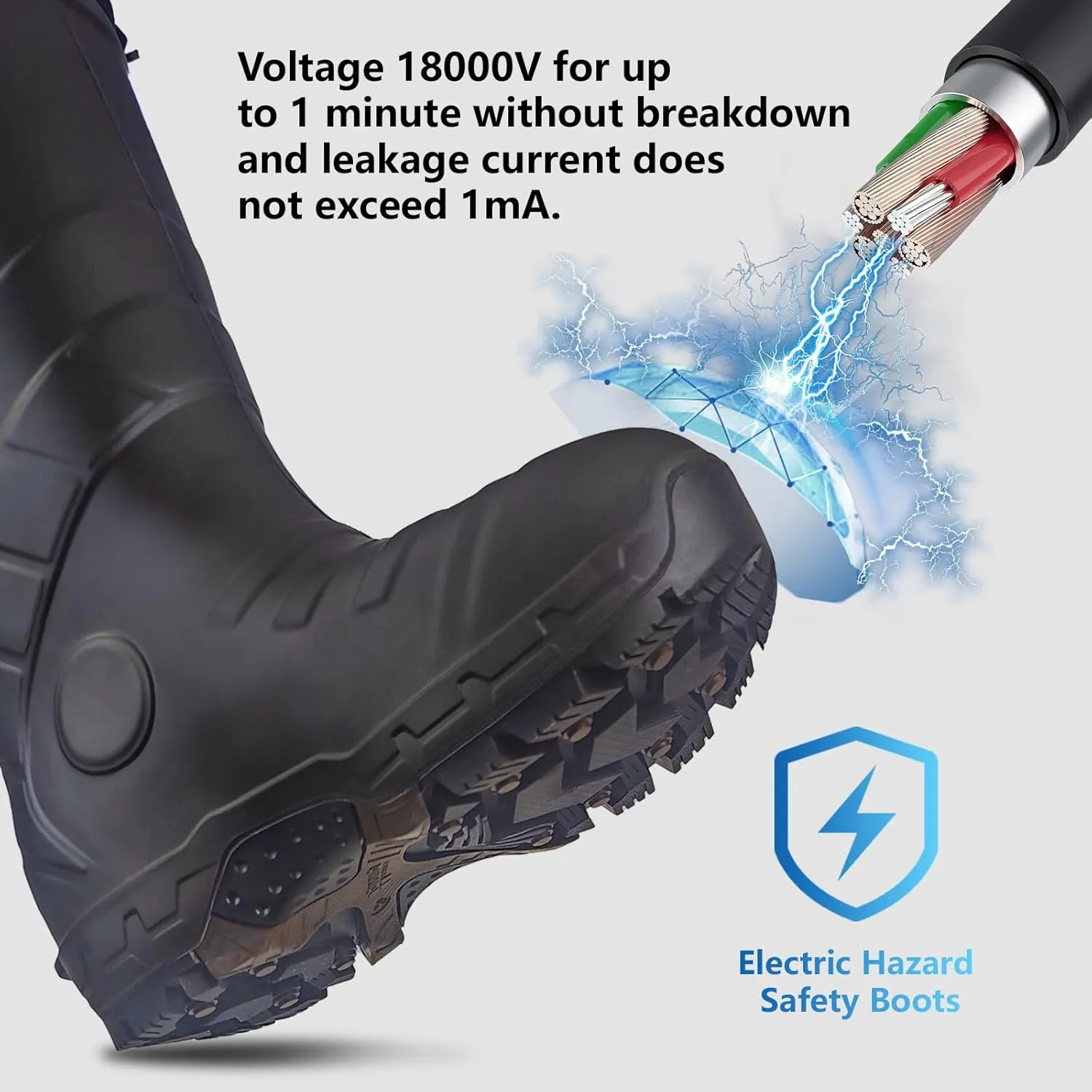 Men's Heavy Duty PU Rubber Work Boots With Composite Toe Waterproof Insulated ASTM F2413-18 Acid & Oil Resistant Anti Slip On Ice