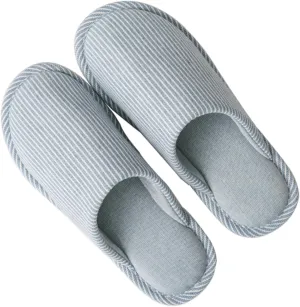 Men's Non-slip Slippers Striped Design Fuzzy Indoor Slippers Comfortable for Home Use
