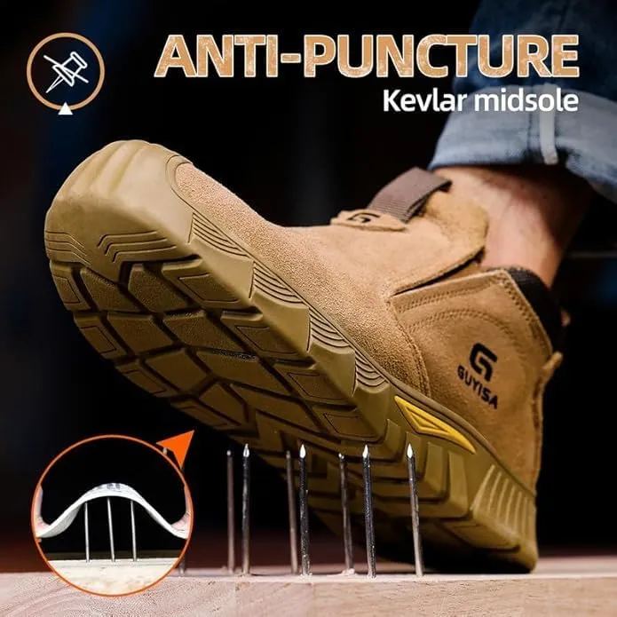 Men's Steel Toe Work Boots for Welding & Construction - Heat & Puncture Resistant, Indestructible Safety Shoes for Industrial Use