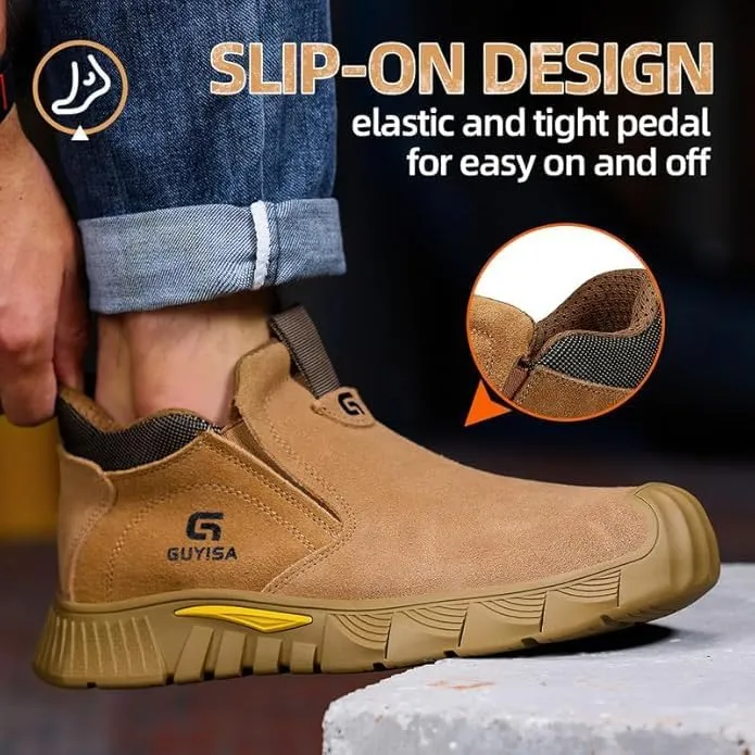Men's Steel Toe Work Boots for Welding & Construction - Heat & Puncture Resistant, Indestructible Safety Shoes for Industrial Use