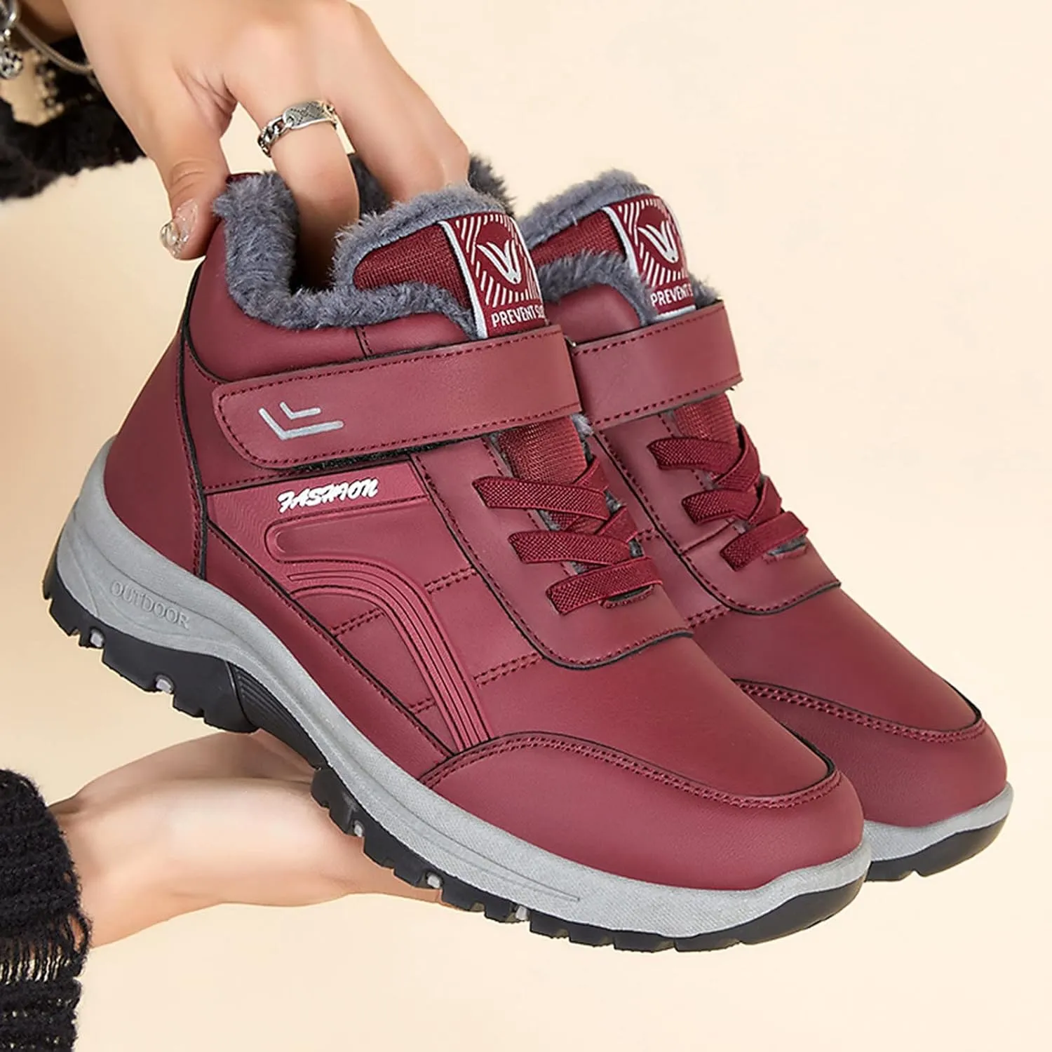 Men's Work Boots Composite Toe Hiking Sneakers Warm Fur Lined Safety Shoes for Women Winter Waterproof Outdoor Shoes Lightweight Anti Slip Hike Grounded Footwear
