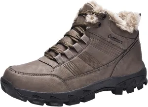 Mens Work Boots Steel Toe Hiking Sneakers Shoes Warm Fur Lined Women Safety Toe Shoes Insulated Waterproof Outdoor Shoes Leather Comfortable Hike Grounded Footwear