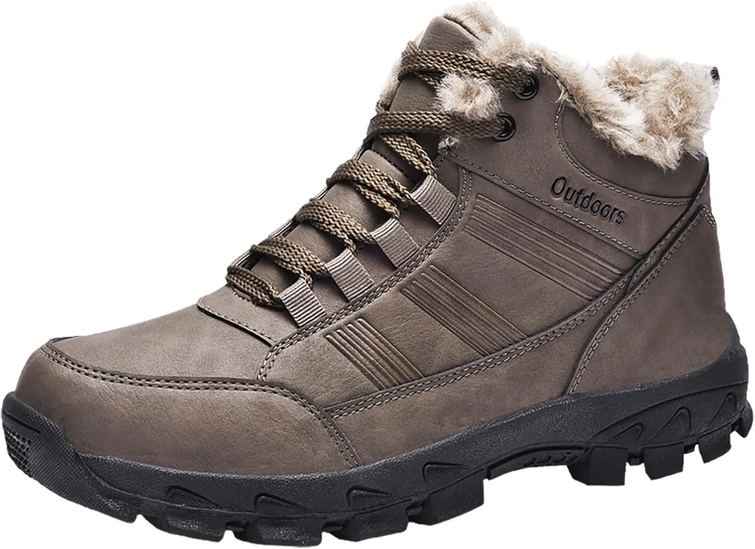 Mens Work Boots Steel Toe Hiking Sneakers Shoes Warm Fur Lined Women Safety Toe Shoes Insulated Waterproof Outdoor Shoes Leather Comfortable Hike Grounded Footwear