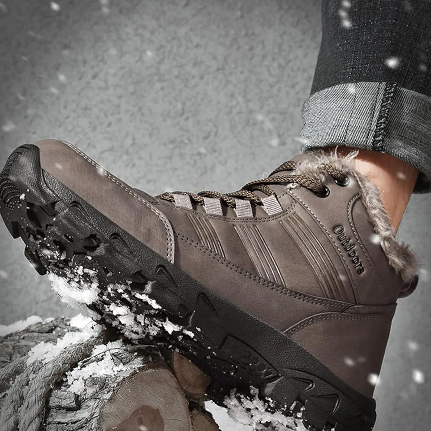 Mens Work Boots Steel Toe Hiking Sneakers Shoes Warm Fur Lined Women Safety Toe Shoes Insulated Waterproof Outdoor Shoes Leather Comfortable Hike Grounded Footwear