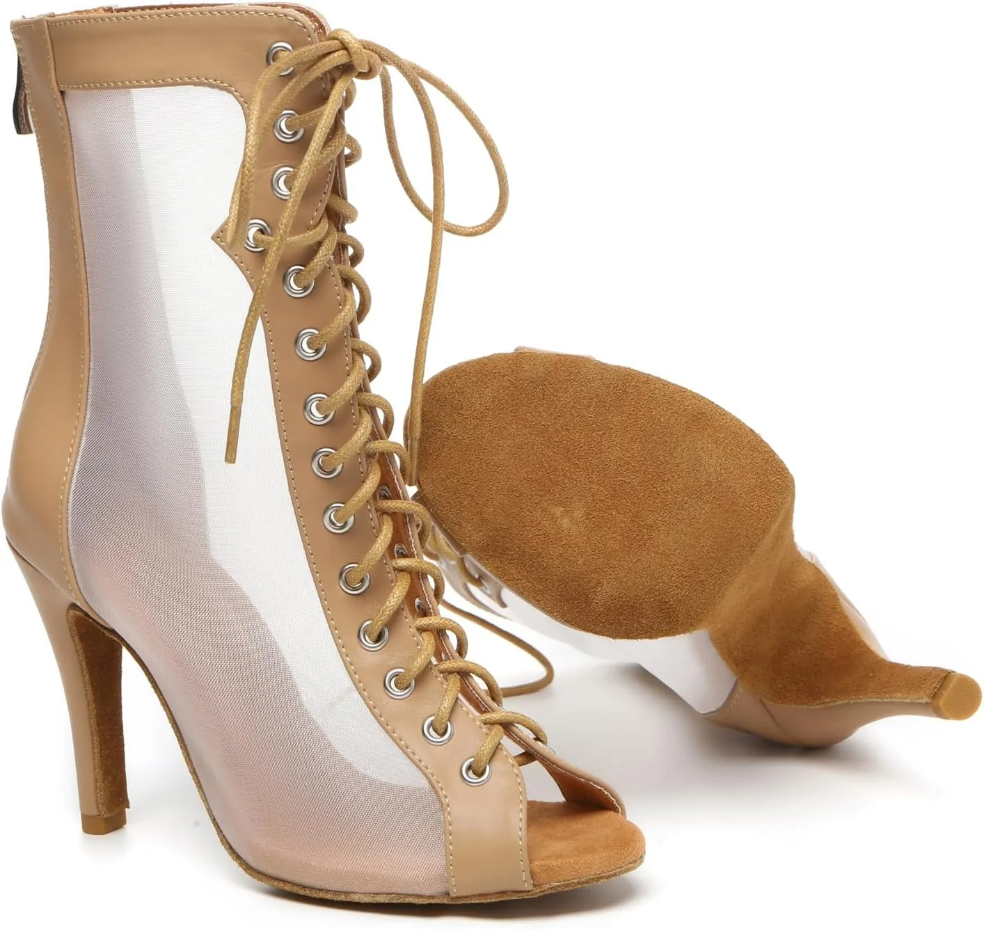 Minishion Sexy Dancing Shoes for Women Peep Toe Evening Prom Ankle Booties