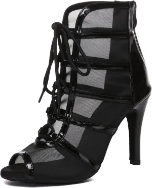 Minishion Sexy Dancing Shoes for Women Peep Toe Evening Prom Ankle Booties