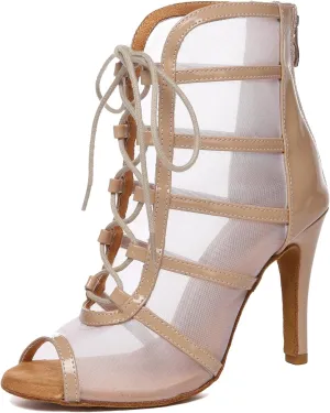 Minishion Sexy Dancing Shoes for Women Peep Toe Evening Prom Ankle Booties