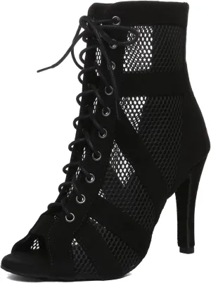Minishion Sexy Dancing Shoes for Women Peep Toe Evening Prom Ankle Booties