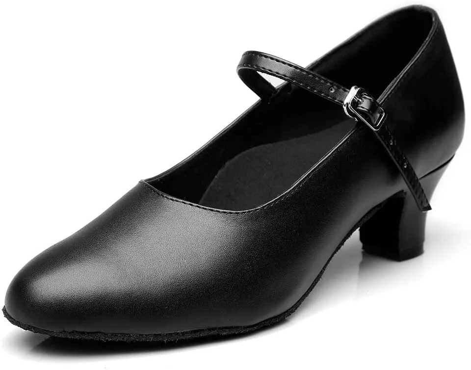 MSMAX Women's Black Pump Dance Shoes Latin Salsa Tango Practice Ballroom Party Performance Shoe