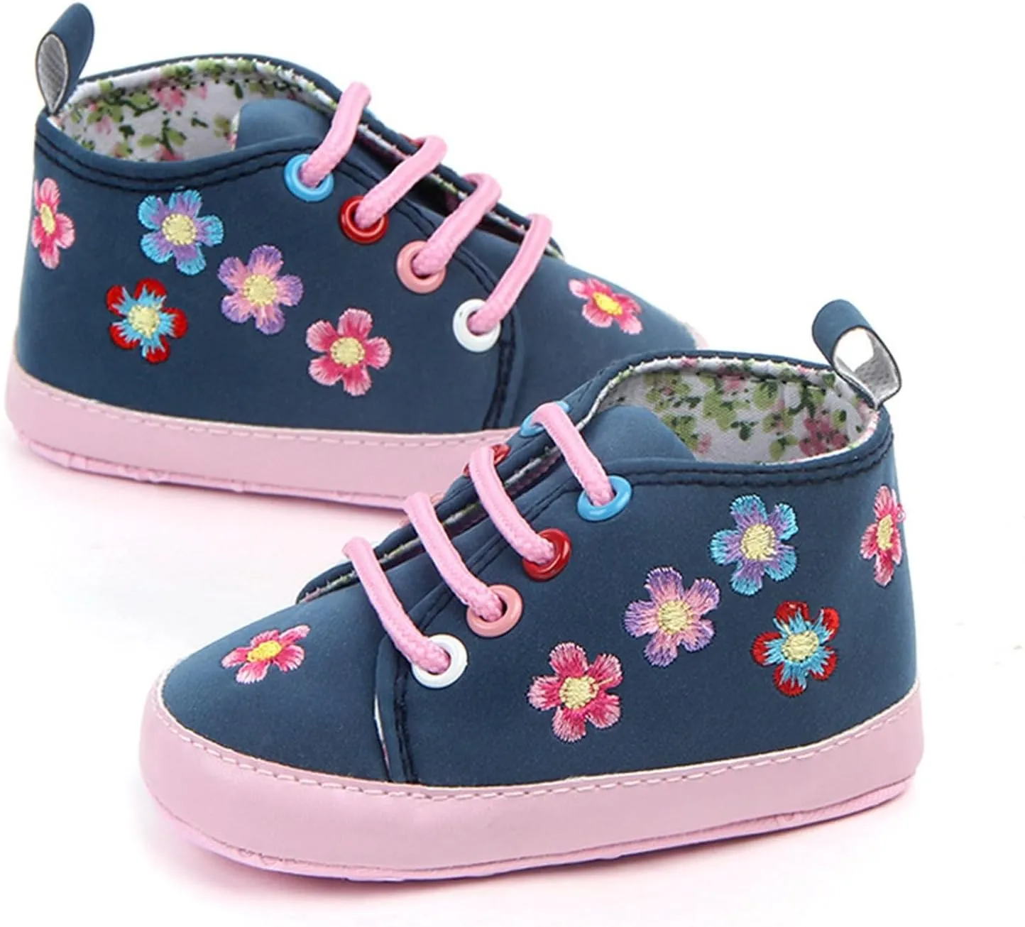 Newborn Baby Girls' Premium Sneakers Floral Prints High Top Soft Sole Shoes Infant Slip on Prewalker Sport Shoes