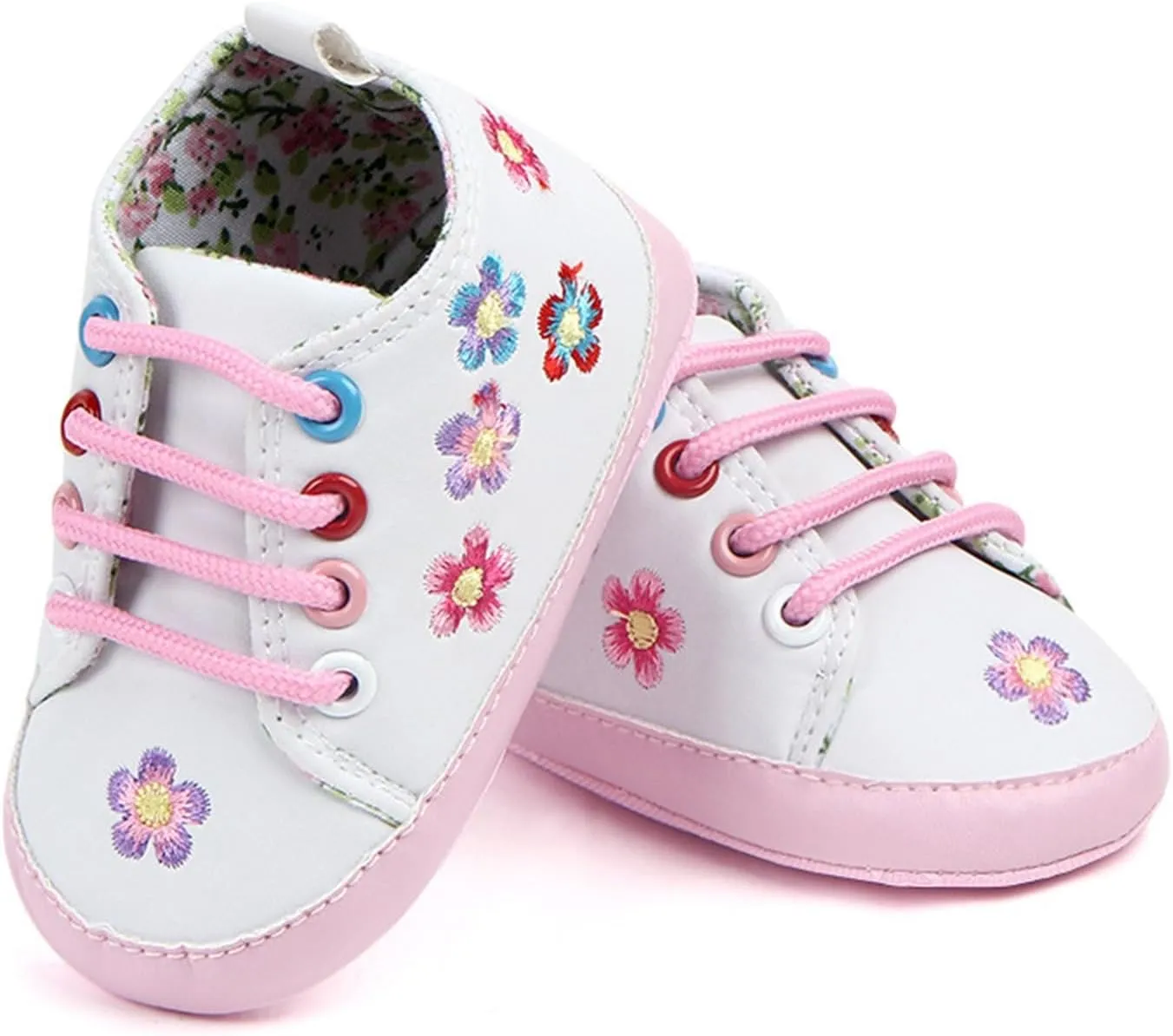 Newborn Baby Girls' Premium Sneakers Floral Prints High Top Soft Sole Shoes Infant Slip on Prewalker Sport Shoes