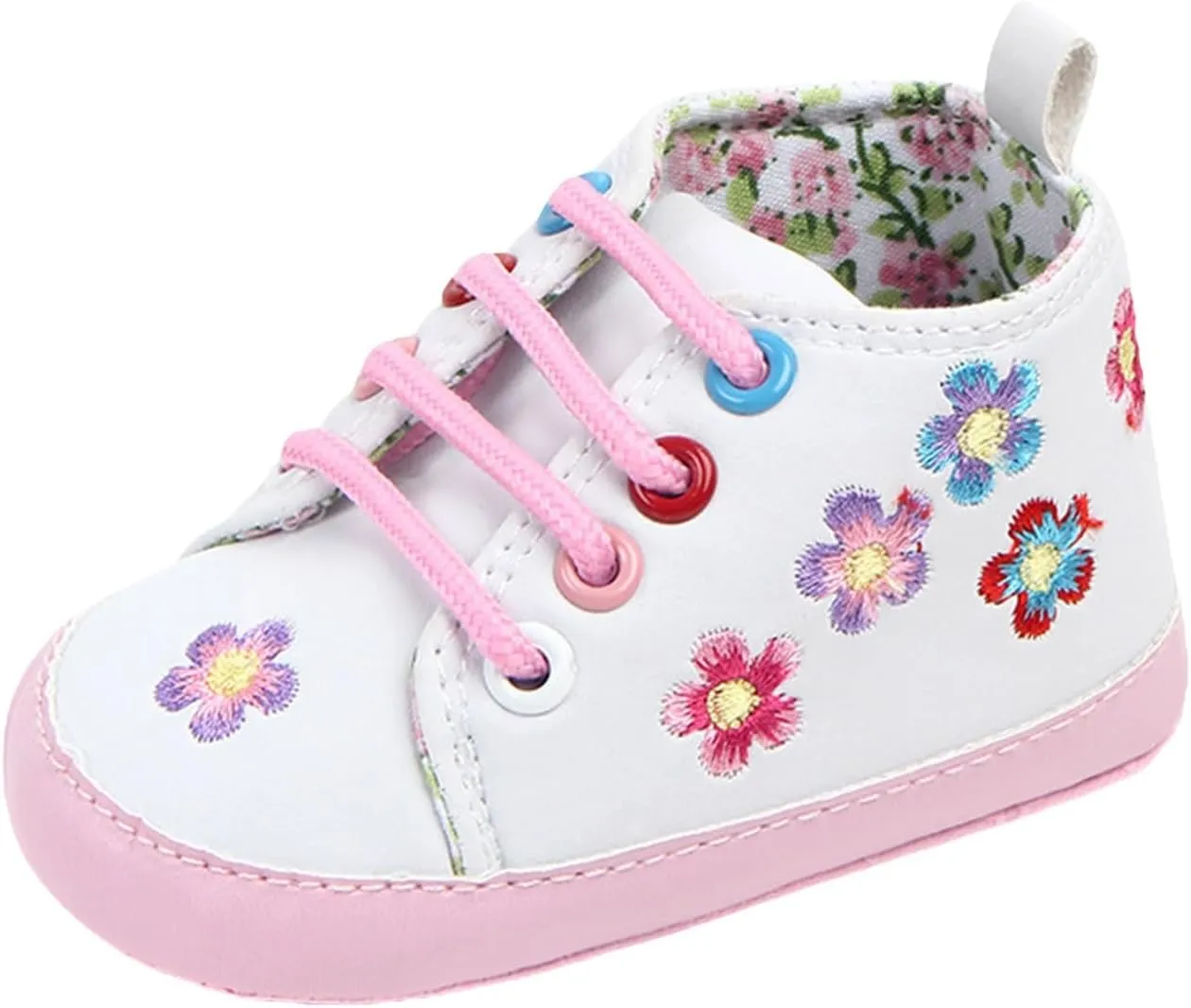 Newborn Baby Girls' Premium Sneakers Floral Prints High Top Soft Sole Shoes Infant Slip on Prewalker Sport Shoes