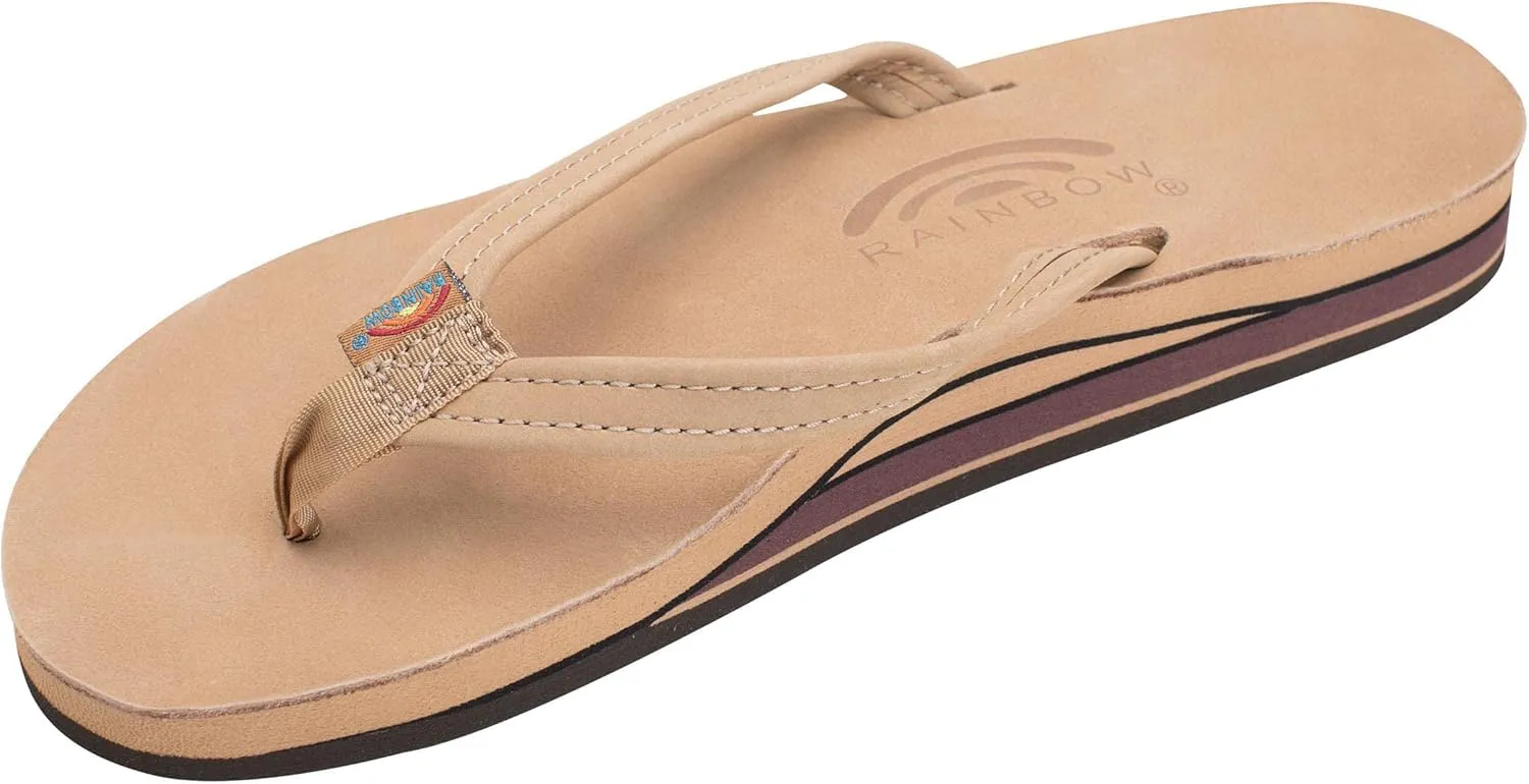 Rainbow Sandals Women's Double Layer, Narrow Strap, Leather Sandals w/Arch