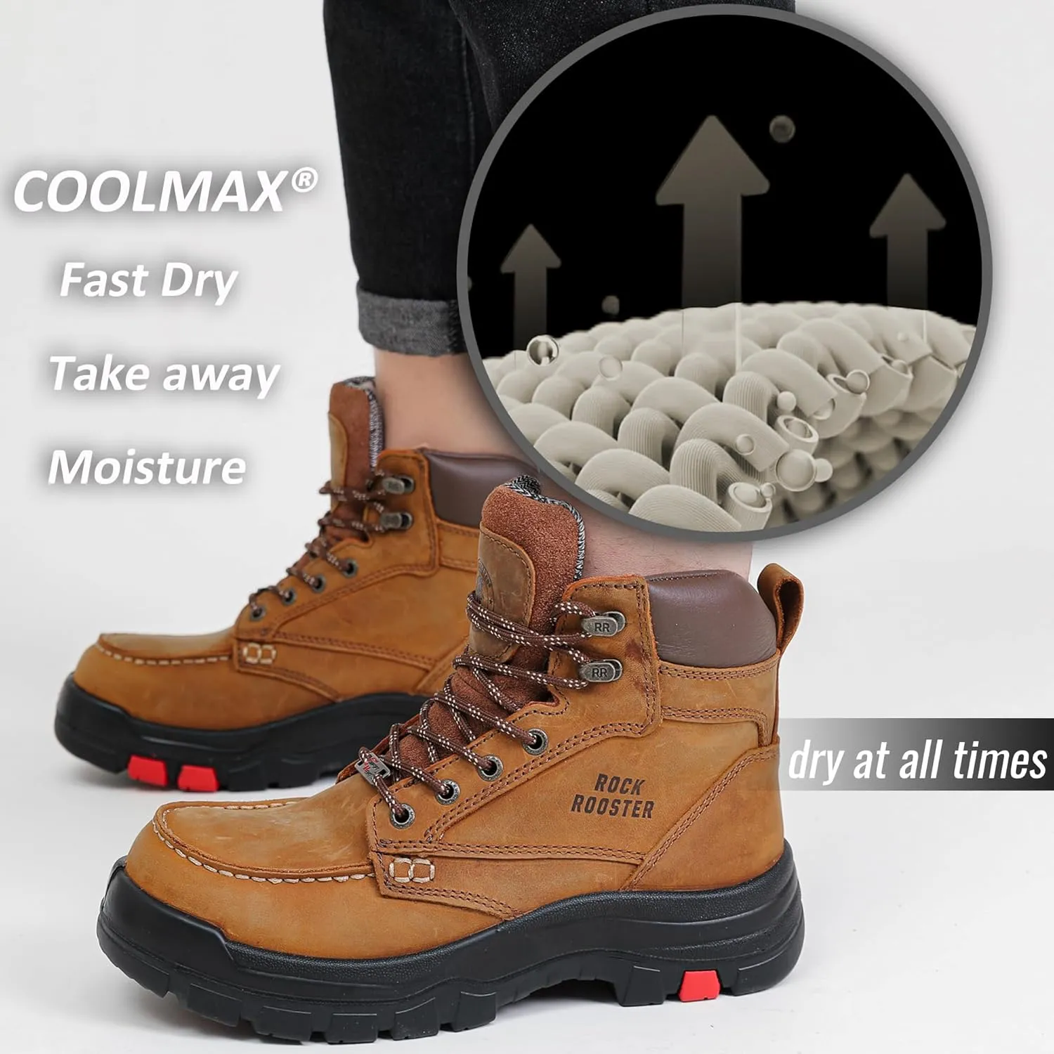 ROCKROOSTER Work Boots for Men, Oiled Leather 6 inch Durable Wide Work Shoes(AK370-AK371-AK372)
