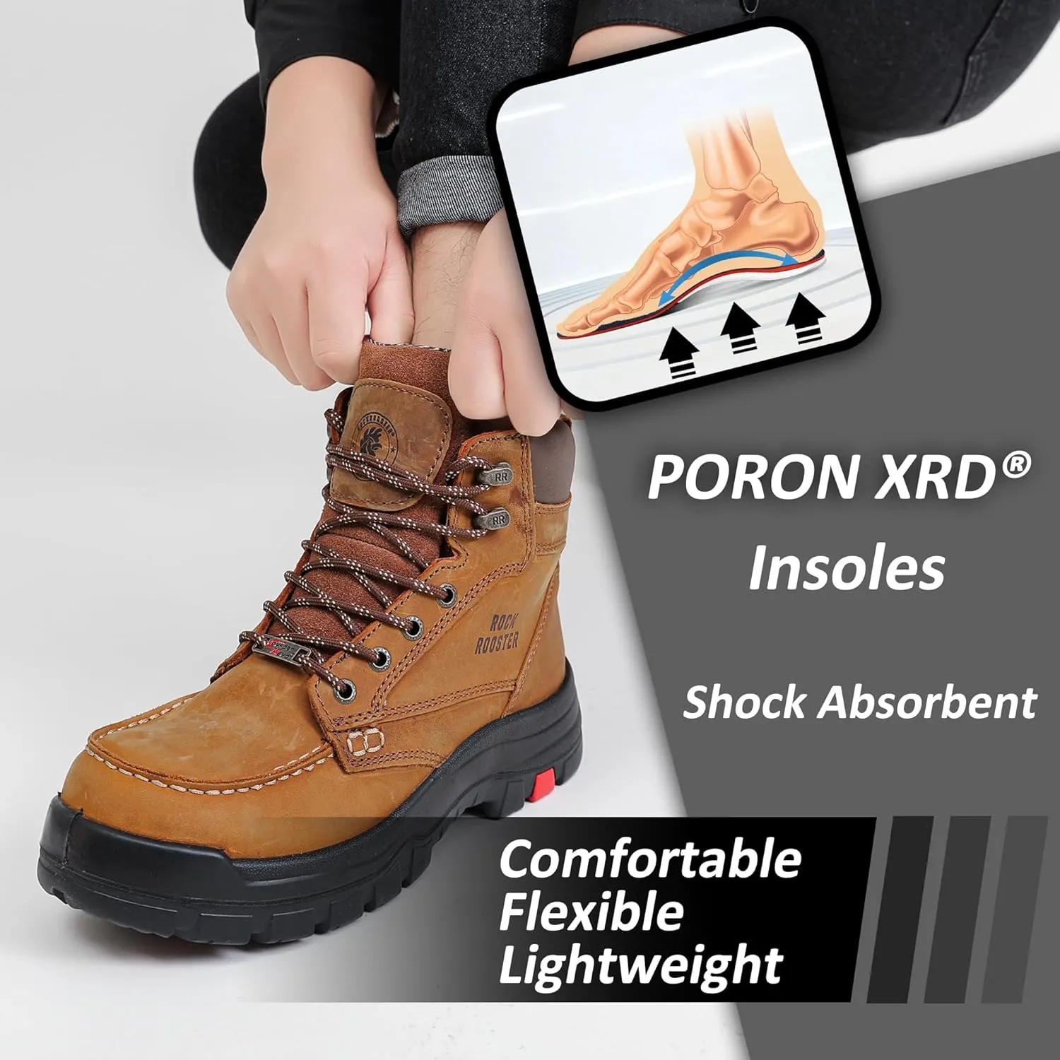 ROCKROOSTER Work Boots for Men, Oiled Leather 6 inch Durable Wide Work Shoes(AK370-AK371-AK372)