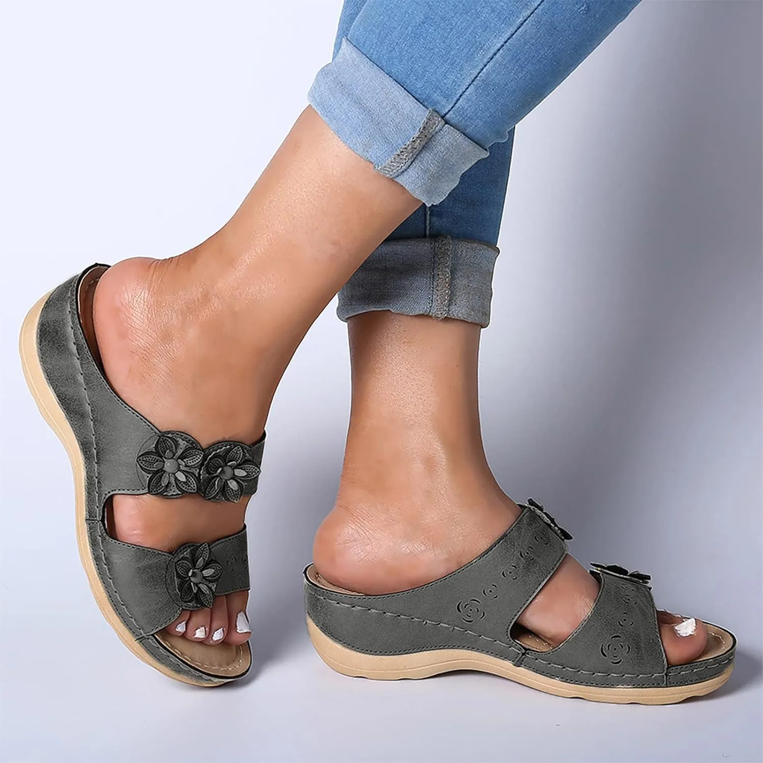 Sandals for Women Orthopedic Wedge Sandals Dressy Summer Walking Shoes Arch Support Slippers Walking Shoes2