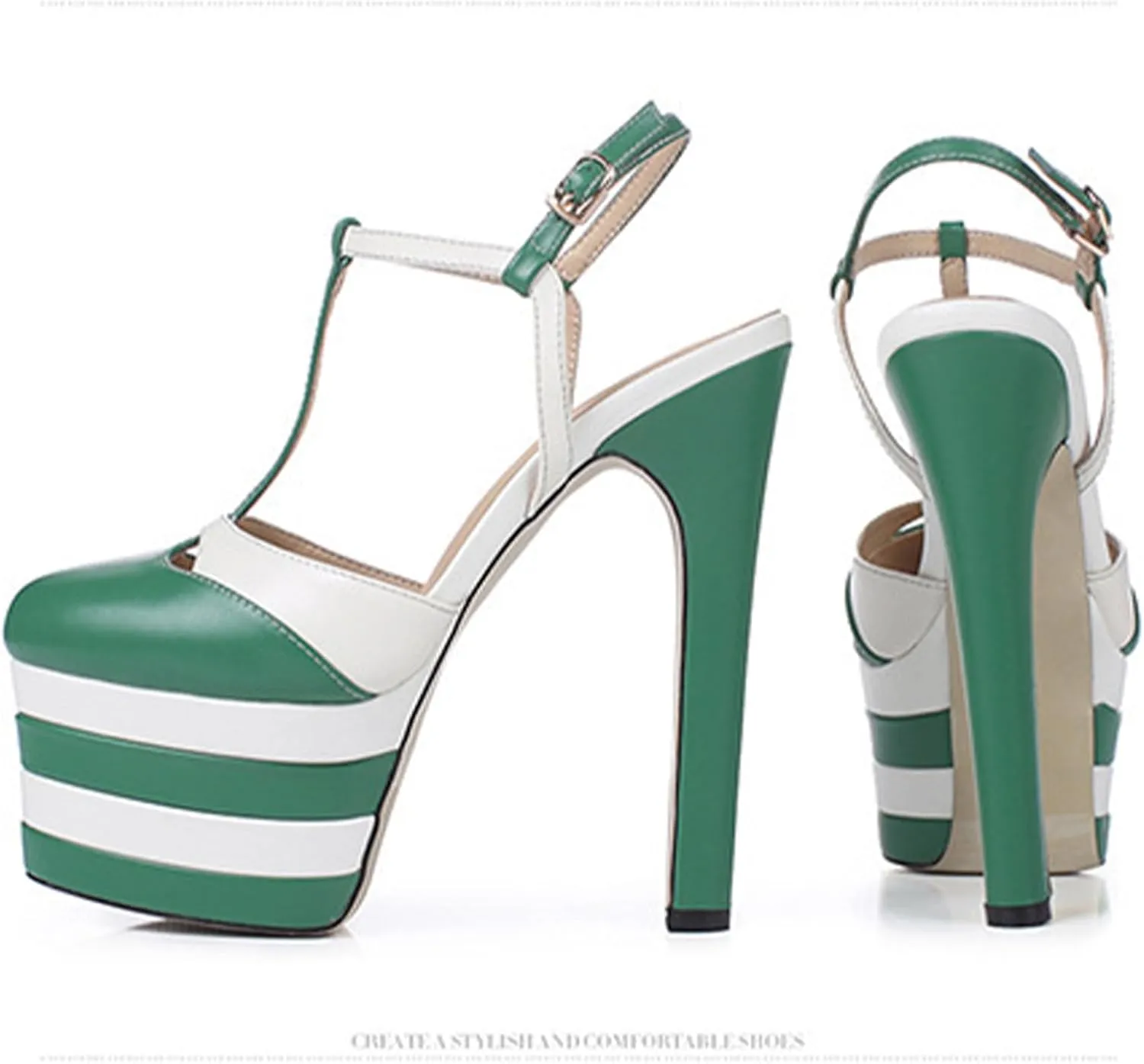 Sexy Women's Elegant Striped Sandals, Fashion Peep Toe T-tied Sweet High Heels for Party, Banquet And Catwalk