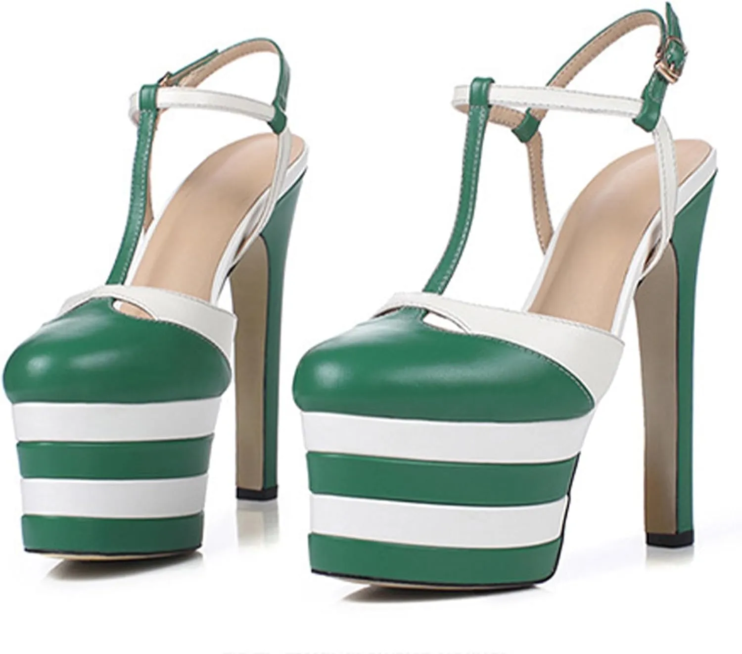 Sexy Women's Elegant Striped Sandals, Fashion Peep Toe T-tied Sweet High Heels for Party, Banquet And Catwalk