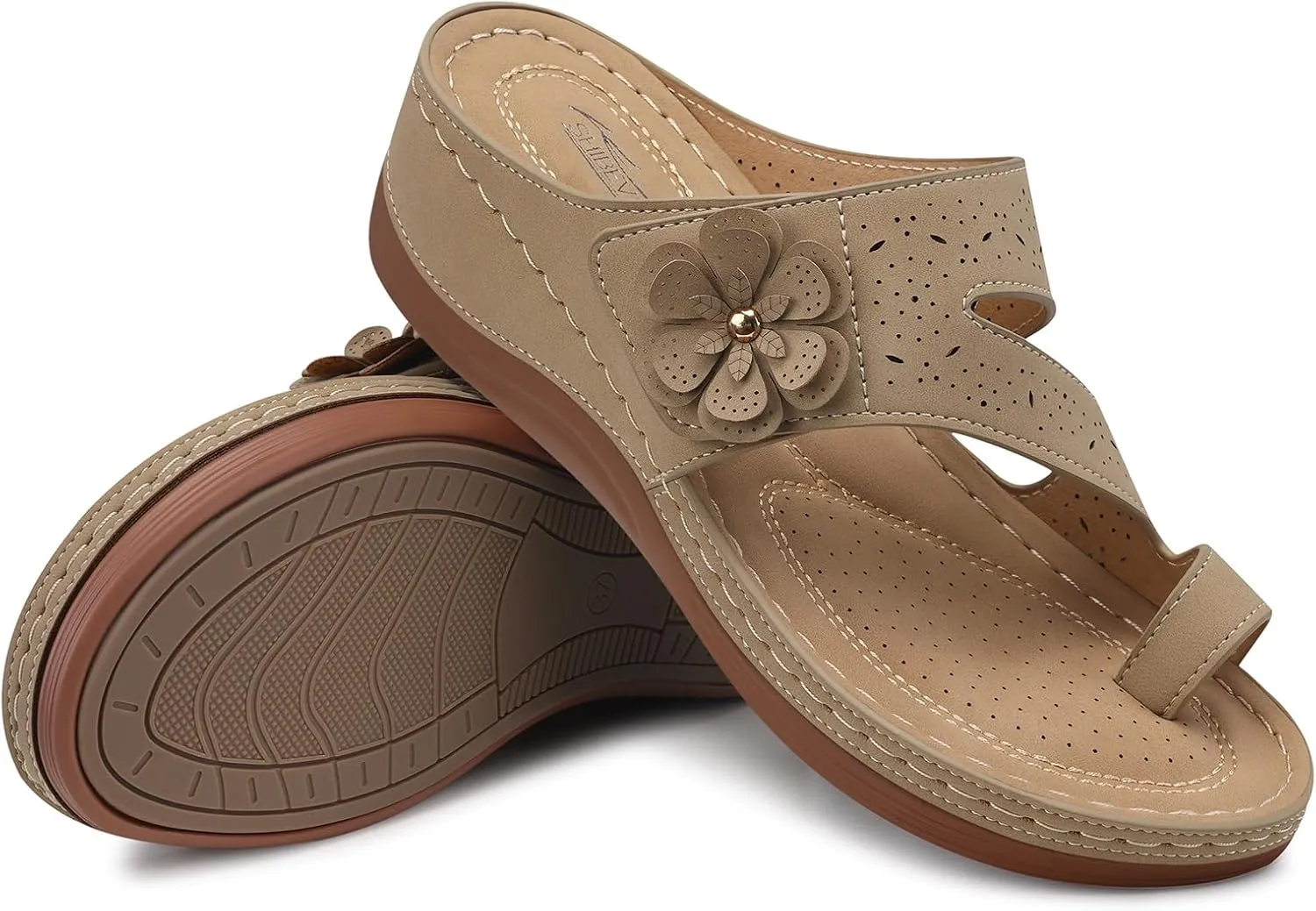SHIBEVER Platform Flip Flops for Women: Comfortable Sandals for Women Dressy - Walking Summer Slip on Bunion Sandals