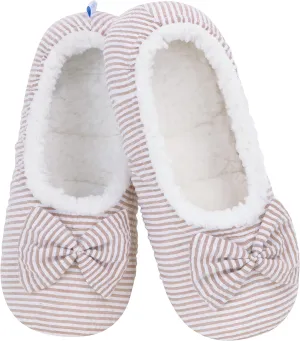 Snoozies Flat Ballet Slippers for Women Indoor, Lightweight and Soft Sherpa-Lined Slipper Socks Non-Skid, Ladies Gifts