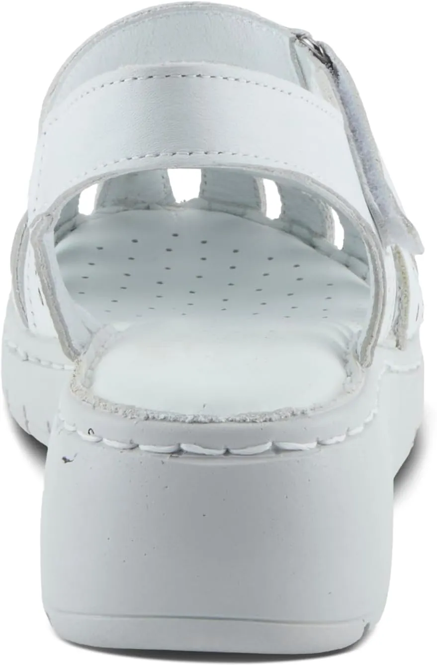 Spring Step Women's GALAVIS Leather Wedge Sandals  Closed-Toe Sporty Sandal with Hook-and-Loop Closure and Cushioned Footbed